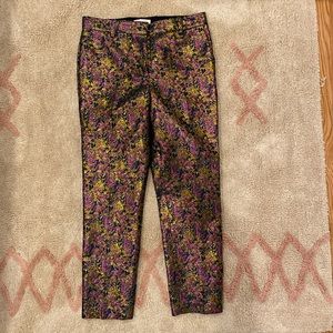 3.1 Phillip Lim Cigarette Pants size 4 in gold/pink and teal brocade